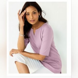 Croft & Barrow® Elbow-Sleeve Splitneck Women's Top Size Large (EUC)